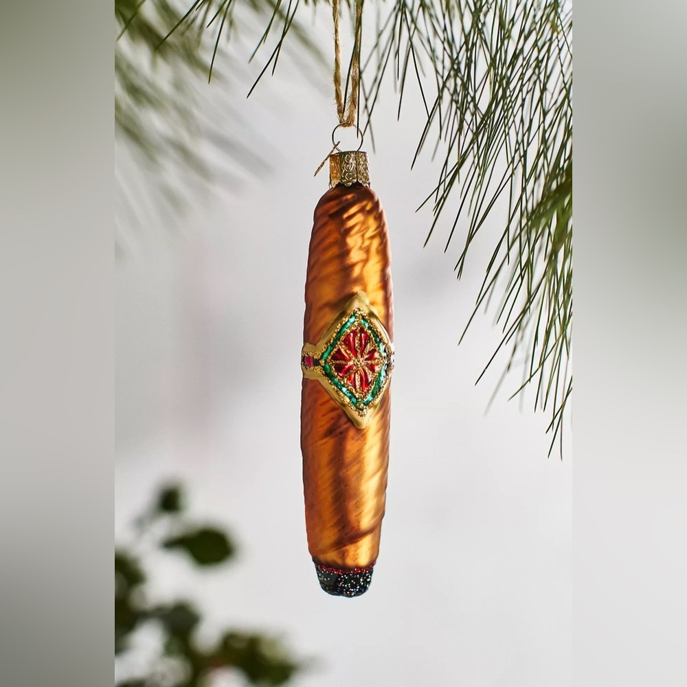 Anthropologie Glass Cigar Ornament